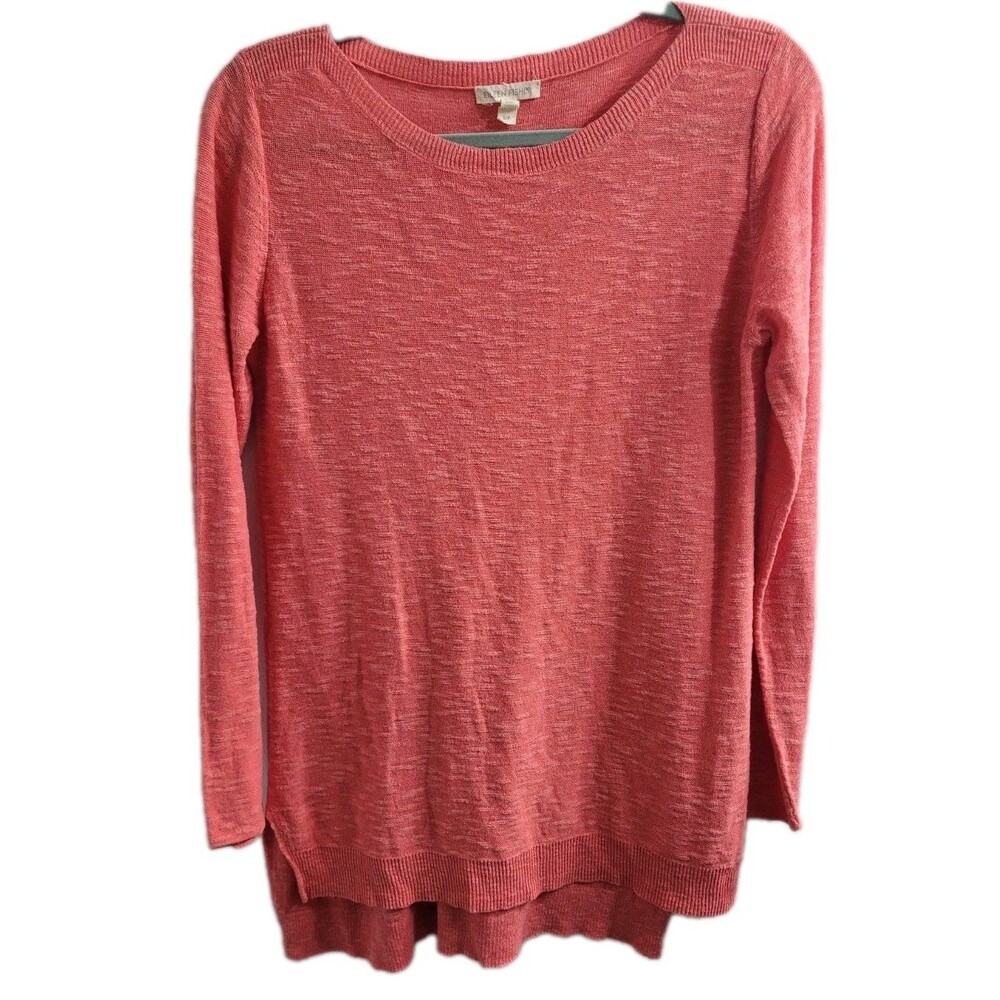Eileen Fisher Organic Linen Cotton Sweater S Coral Hi Low Lightweight Knit Top